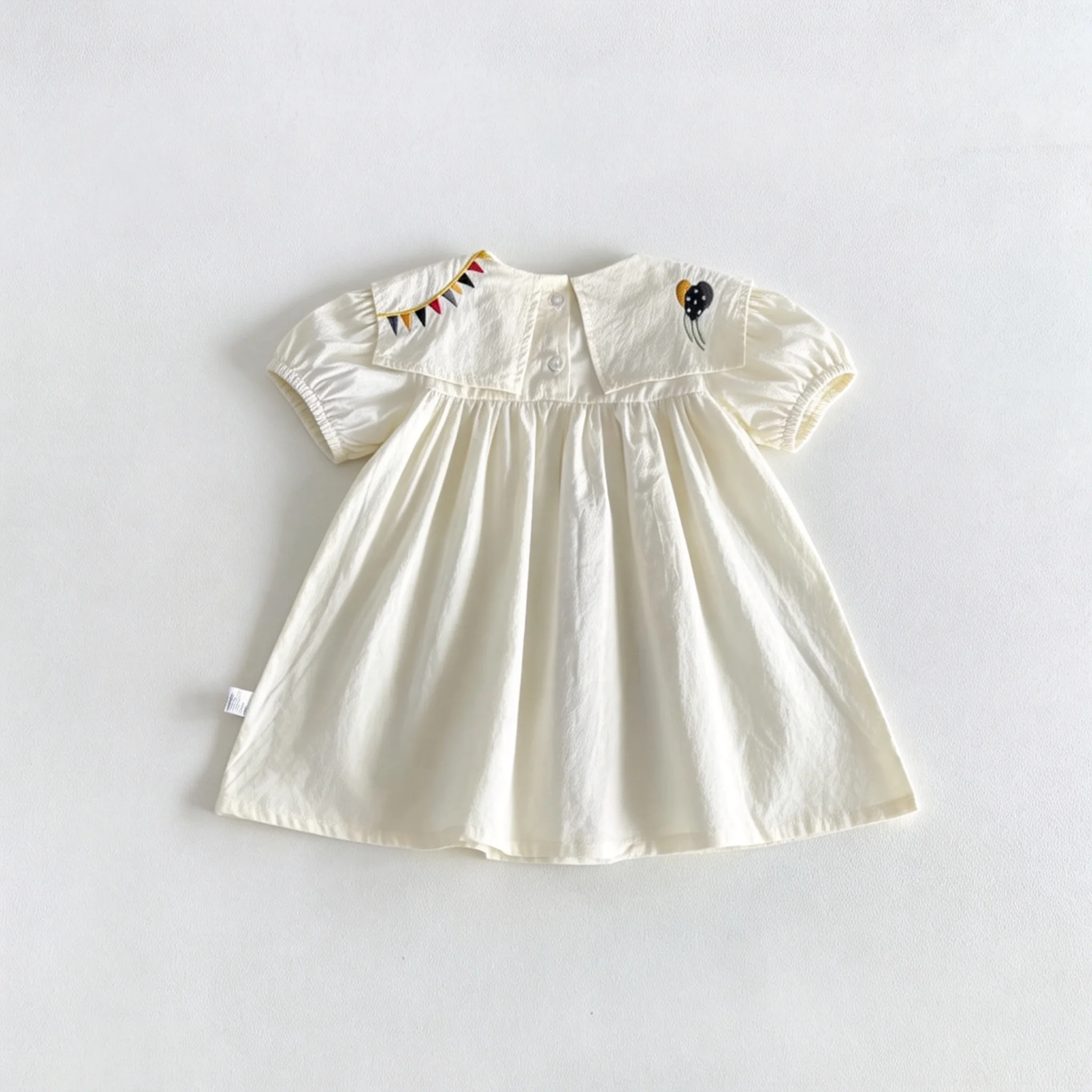 New Girls' Summer Korean-Style Stylish Dress for Babies - Infant Short-Sleeved Embroidered Dress