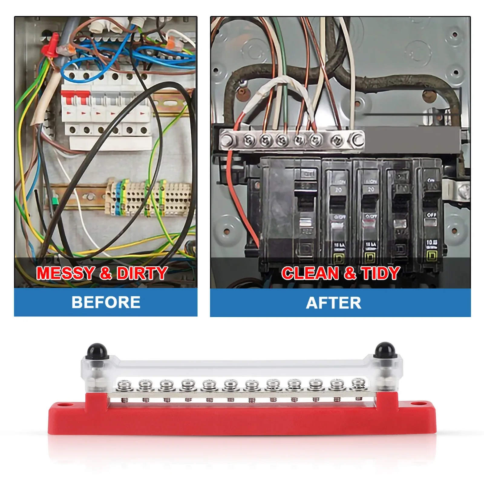 تيار مستمر 48 فولت 12 فولت محطة كتلة حافلة بار 1/4 بوصة مسمار 150A كتلة توزيع الطاقة الكهربائية لشاحنة قافلة تخييم RV ملحق #6
