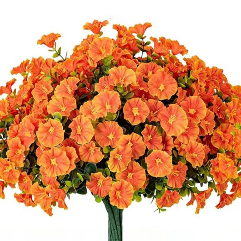 4 bundels kunstbloemen nep zijde Morning Glory bloem eucalyptus planten UV-bestendig tuin zomerhuis buitendecoratie