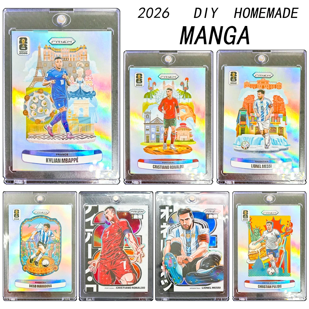 2026 DIY homemade world cup DOWNTOWN MANGA Messi Ronaldo Mbappe Maradona Modric Yamal Rainbow Collector Cards Holiday Gift