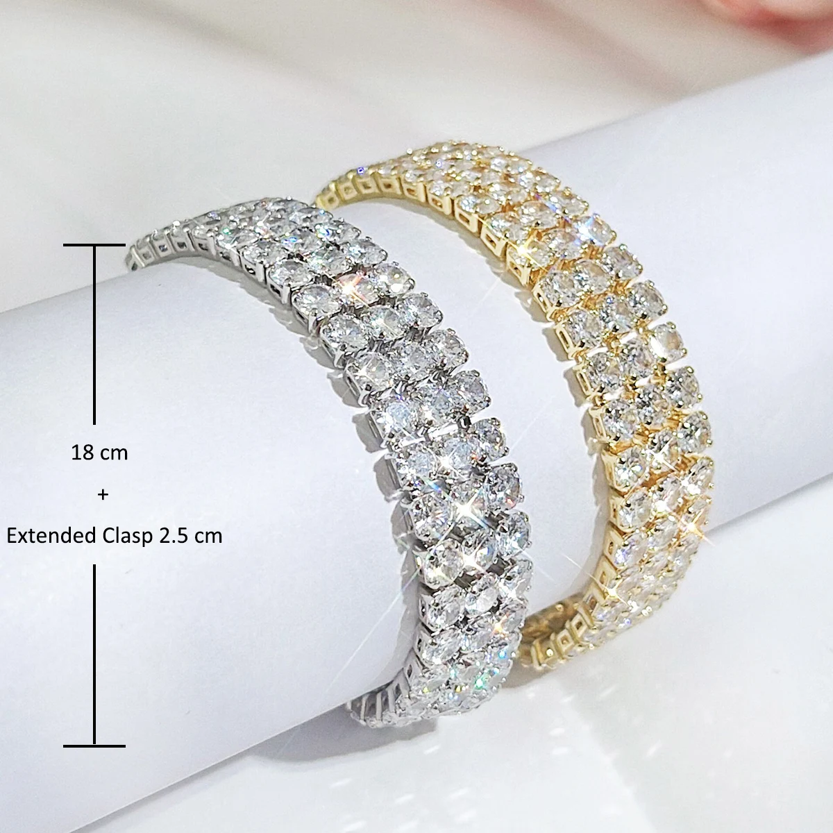 ANGELCZ Ladies Jewelry Full Pave Setting Sparkly AAA Cubic Zircon Golden Round Stone Bridal Weding Party Pendant Bracelet AB191