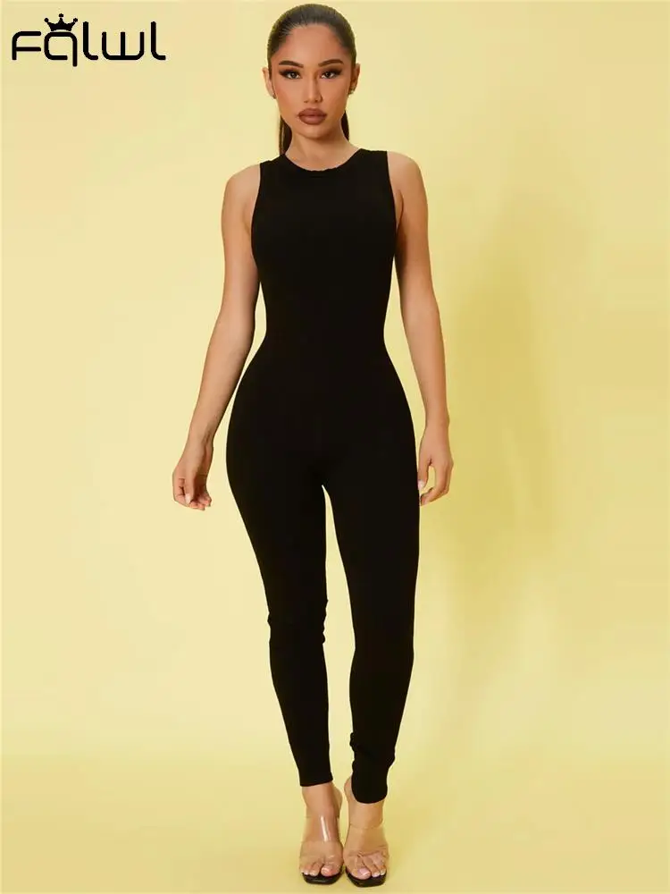 

Habbris Summer Black Sleeveless Bodycon Jumpsuits Outfits For Women 2023 Streetwear Tracksuit Blue Off Shoulder Yoga Jumpsuit