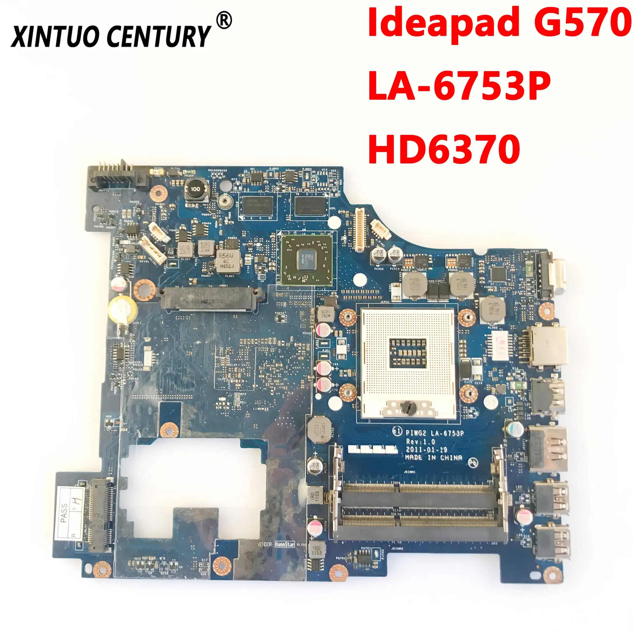 For Lenovo Ideapad G570 Laptop Motherboard PIWG2 LA-6753P Motherboard HM65 PGA989 HD6370 512M GPU DDR3 100% Test Work