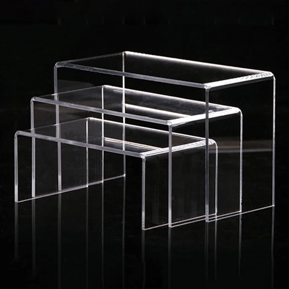 3 PCS Jewelry Cell Phone Stand Tiered Perspex Display Stands Acrylic Risers