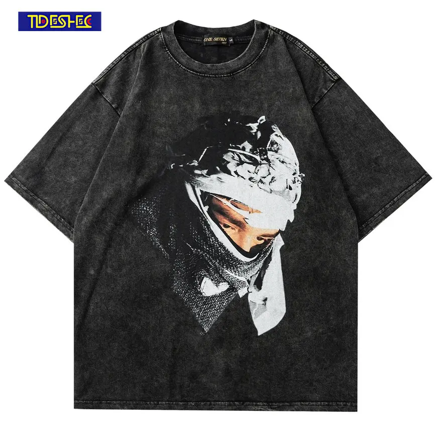 

Masked Portrait Print Tshirt Pattern T Shirt Tops Men Women Harajuku Creativity T-shirt Summer Unisex Hip Hop Streetwear Tees