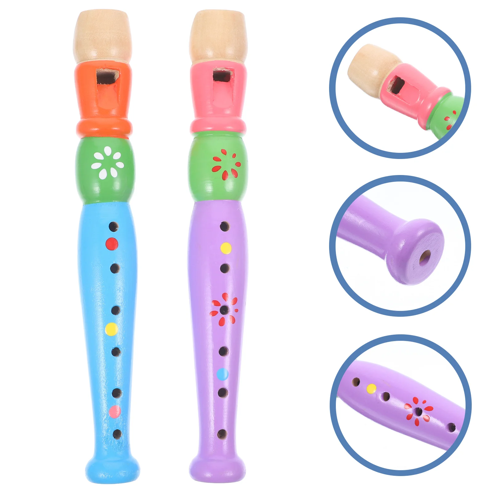 2 Pcs 6 Hole Piccolo Children's Toys Flute Instrument Kids Wood Educational Wooden for Musical Instruments Infant