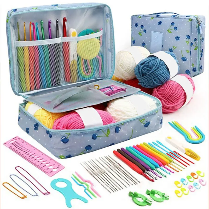 58-teiliges Häkelset für Anfänger, Häkelnadel-Set mit Garn, ergonomische Häkelnadeln, Werkzeuge, DIY-Strickzubehör