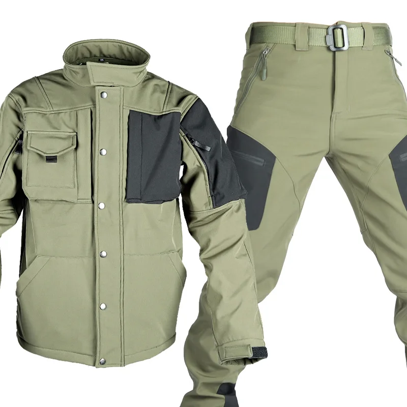 

New Rhino 2.0 Softshell Jacket Pants Set Shark Skin Fleece Lined Windproof Thermal Outdoor Training Clothing for Men Military Ta
