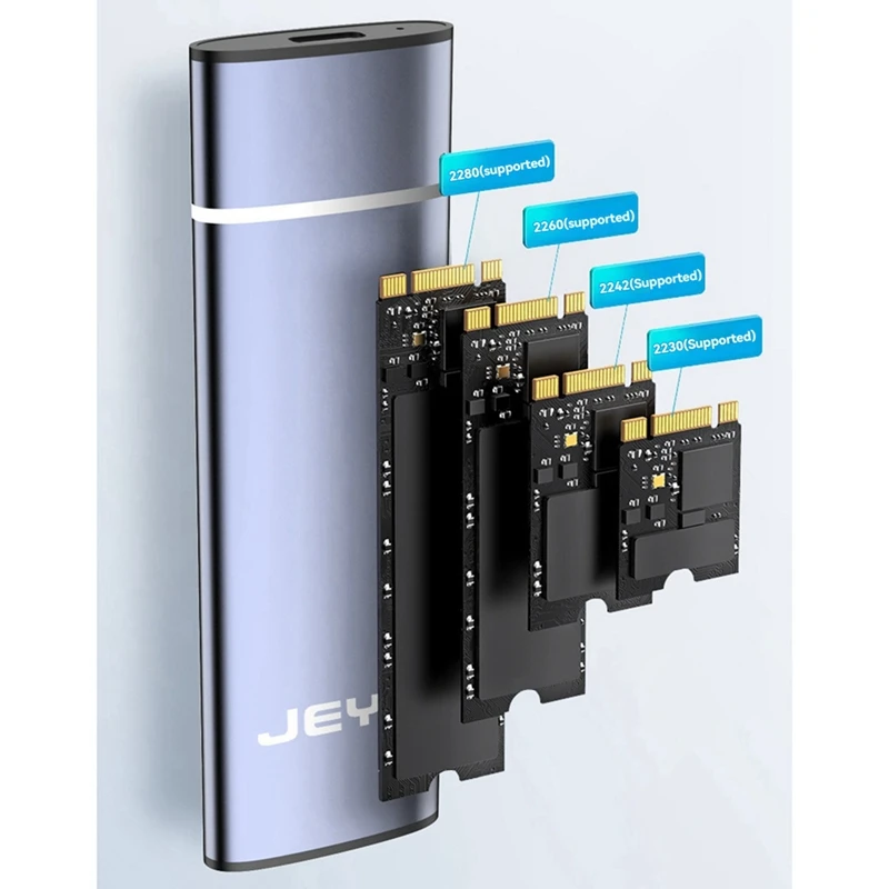 محول حاوية JEYI M.2 NVME SSD USB 3.2 Gen 2 (10 جيجابت في الثانية) حافظة خارجية تدعم 2230/2240/2260/2280 Ssds