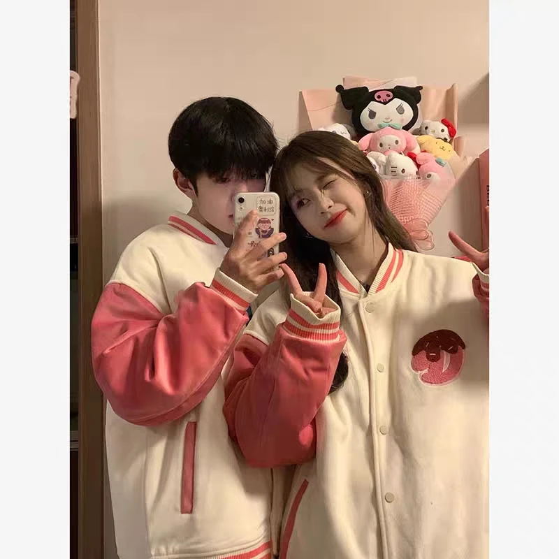 2023 Sanrio Anime Plush Toys Hello Kitty Baseball Uniform Jacket Cartoon Gifts Kawaii Versatile Loose Casual Couple Clothes