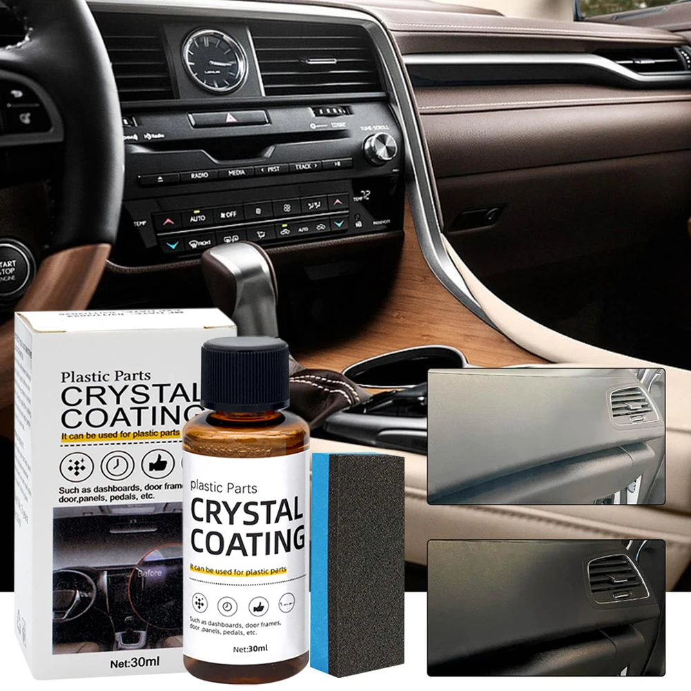 

30/60ml Plastic Restorer for Car Easy To Use Plastic Part Refurbishment Crystal Coating Refurbish Agent with Sponge Long Lasting