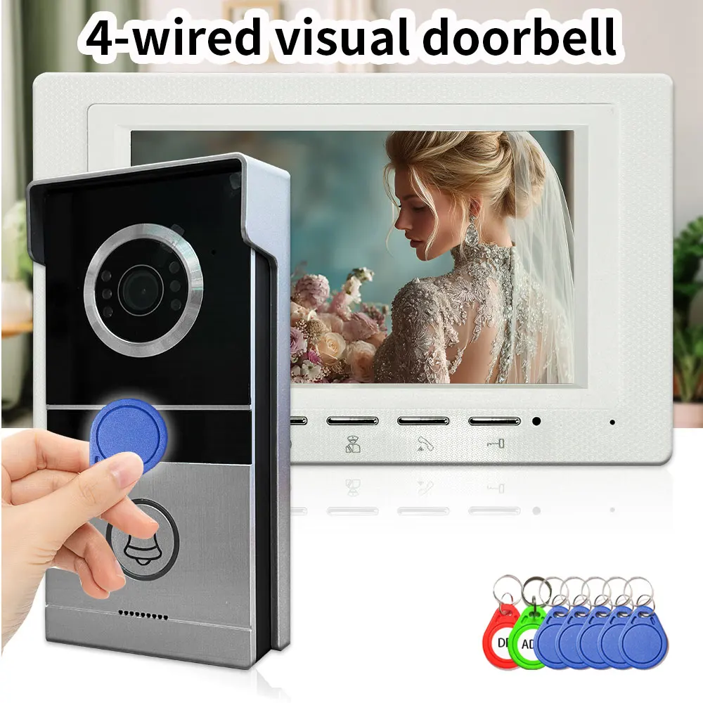 7-дюймовый металлический дверной звонок, видеодомофон для дома, поддержка RFID-карты, разблокировка видеодомофона Домофон Для Дома