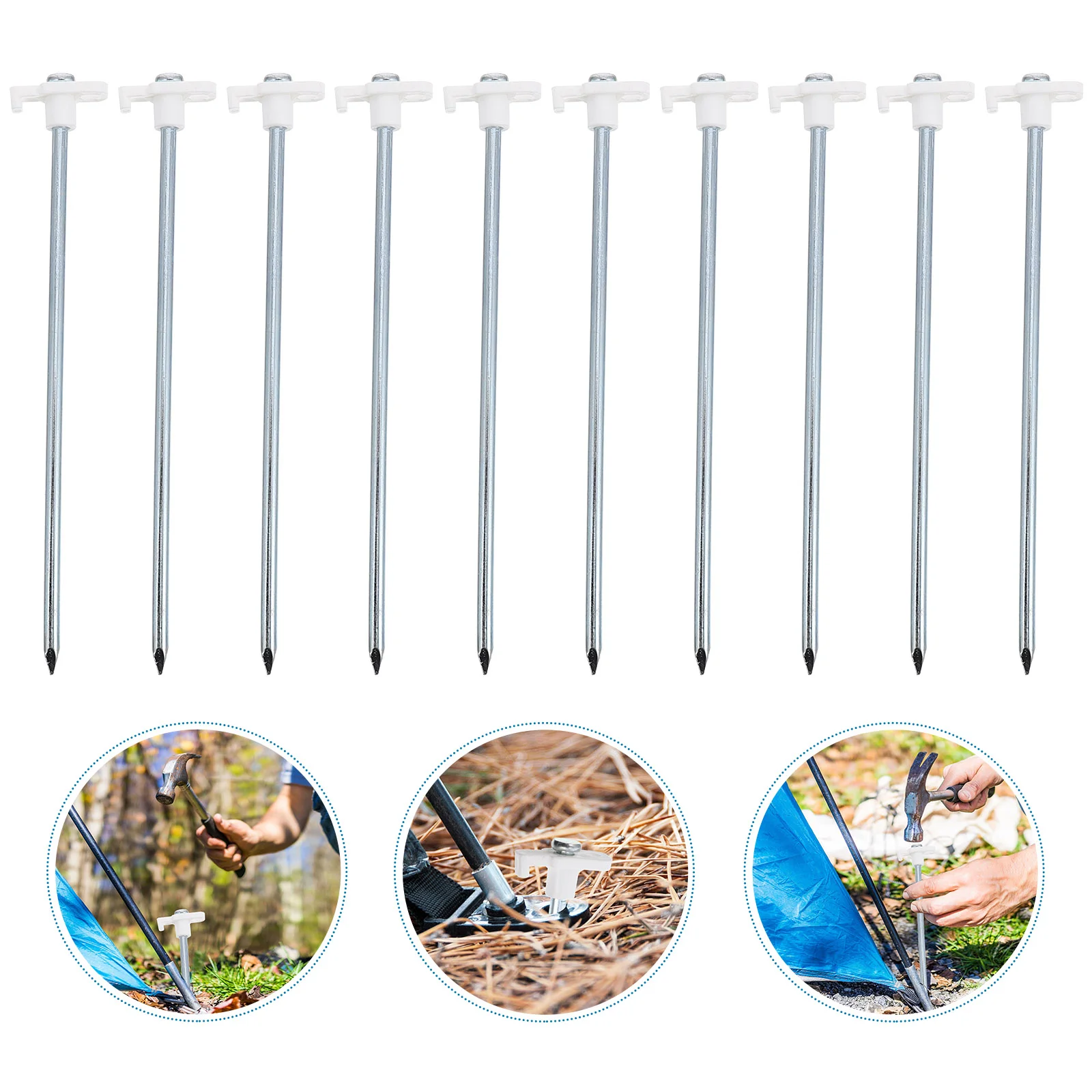 

10 Pcs Stainless Steel Tent Pegs Length Secure Anti Wind Ground Nails for Outdoor Camping Canopies Patios Gardens Landscape