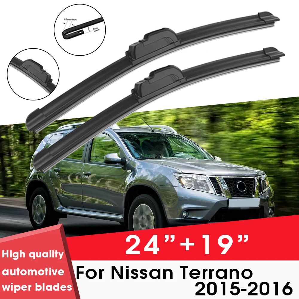 

Car Wiper Blade Blades For Nissan Terrano 2015-2016 24"+19" Windshield Windscreen Clean Rubber Silicon Cars Wipers Accessories