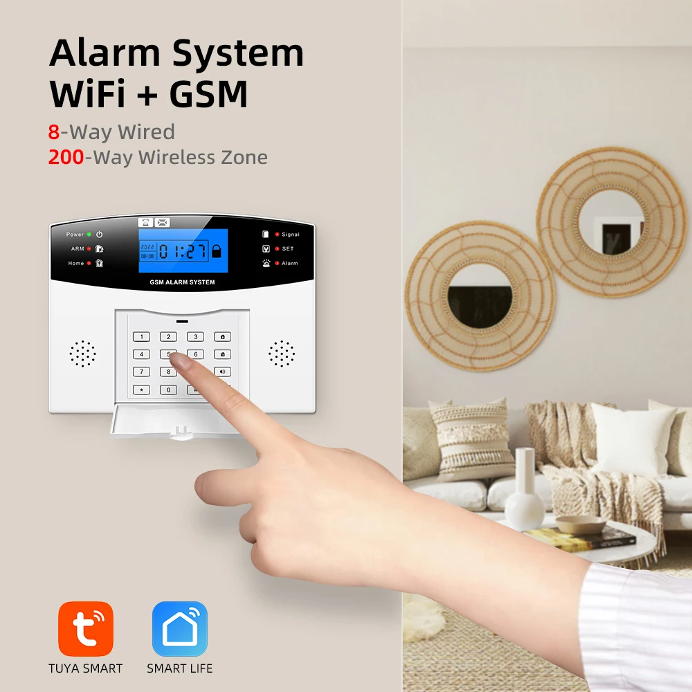 Tuya WIFI GSM Alarm System 433MHz 2G Wireless Home Burglar Security Alarm Door Window Sensor AlarmWorks With Tuya Samrt Life