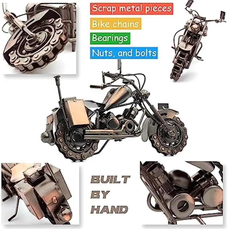 ABMO Motorcycle Gifts For Men Unique,Birthday Gifts For Men & Women Riders, Vintage Office Decor,Scrap Metal Motorcycle Art Dura