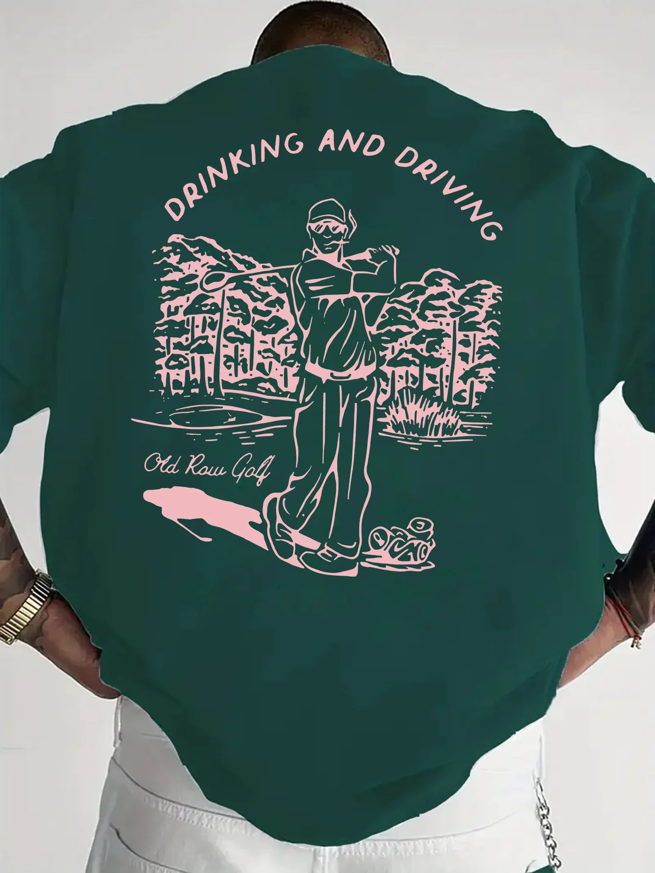 Funny Golf Drinking And Driving Graphic Back Print Tee For Men Made Of 100% Cotton Perfect For Summer Casual Streetwear view 4