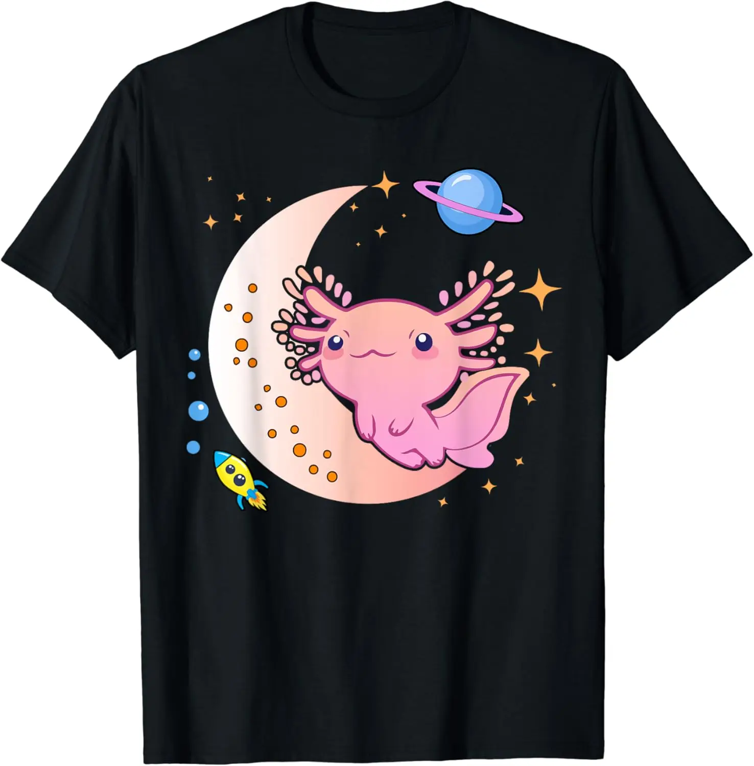 Men Women Clothes Oversized Cotton Tees Cute Space Axolotl Shirt Kawaii Pastel Goth Kids Teen Girls T-Shirt Casual O-Neck Tee Sh