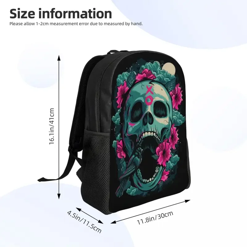 Mochila Laptop Crânio Horror para Homens e Mulheres, Bolsa Básica para Notebook, Sacos Mágicos do Dia das Bruxas, Estudante da escola universitária