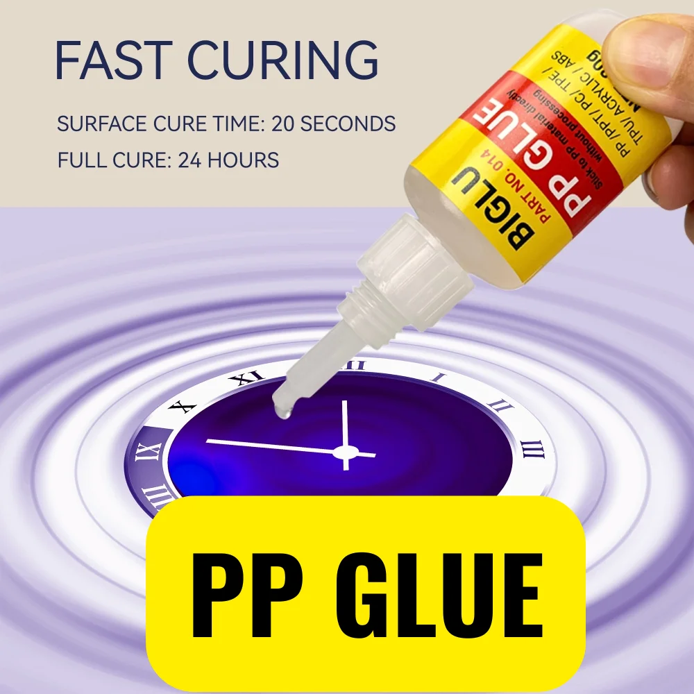 BIGLU Instant PP Glue Polypropylene Bonding Directly Without Processiong ABS PVC 20s Fast Drying Adhesive 20G