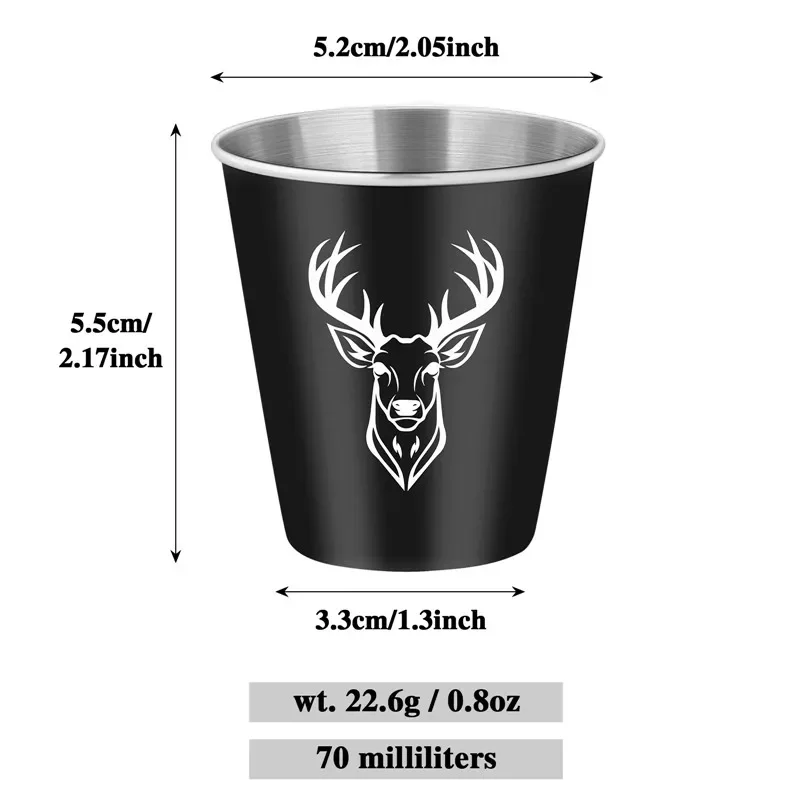 2pcs/set Deer Elk Head Shot Glasses 70ml/2.39oz Metal Wine Cup for Kitchen Party Club Portable Small Cups for Wedding Events