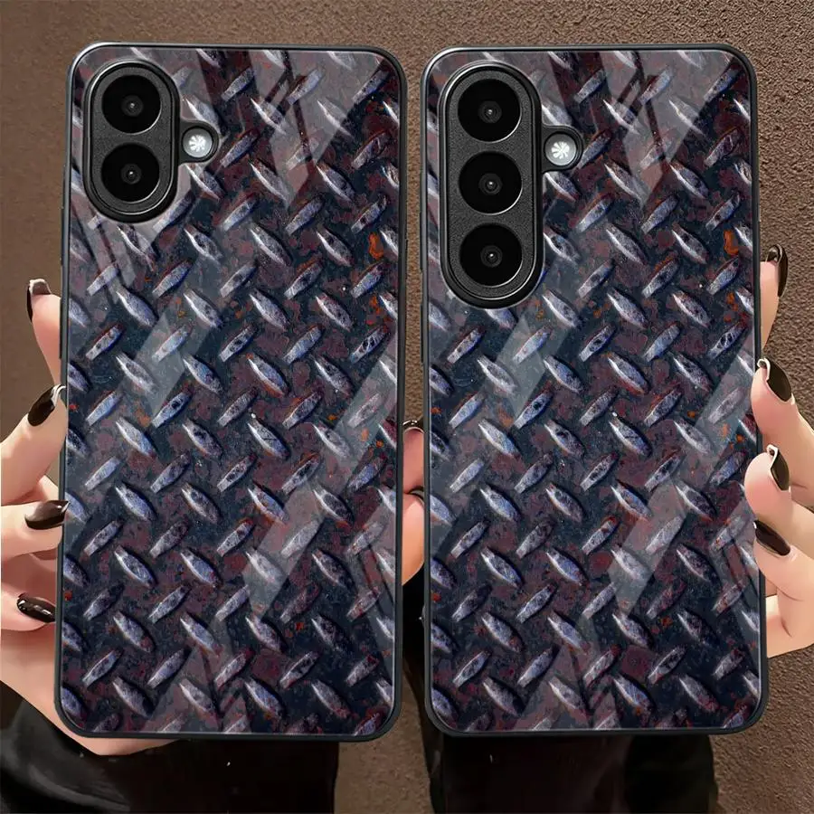 Rusty Metal Texture Phone Cover Glass Case for Samsung Galaxy A34 A13 A26 A15 A25 A16 A37 A27 A54 A32 A14 A24 A73 A36 A06 A55