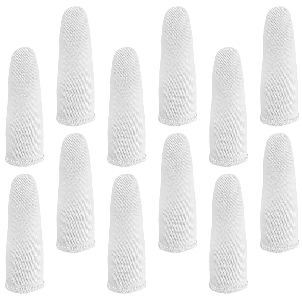 60 Pcs Pure Cotton Finger Cots Sleeves Breathable Non-slip Tips Protector Fingertip Covers