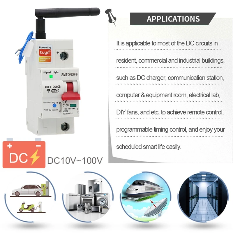 การจัดส่ง 24 ชั่วโมง Tuya Smart Life Wifi DC Smart Circuit Breaker 12V 24V 48V Overload ป้องกันการลัดวงจรสําหรับ Alexa Google Ho
