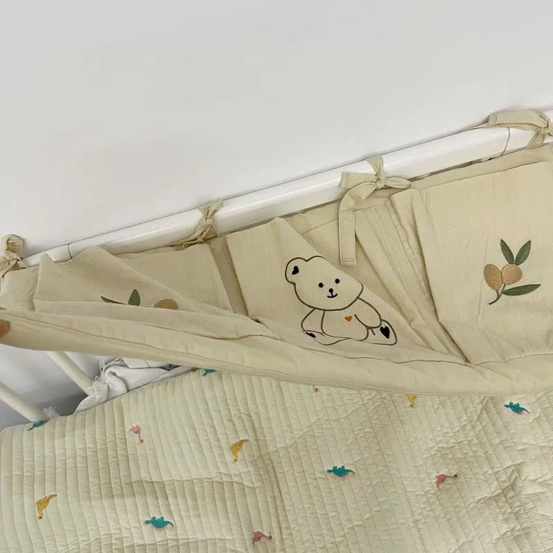 Baby Crib Hanging Storage Bag Multifunction Cartoon Embroidery Baby Bedside Diaper Bag Nappy Pouch for Nursery Bedding Organizer