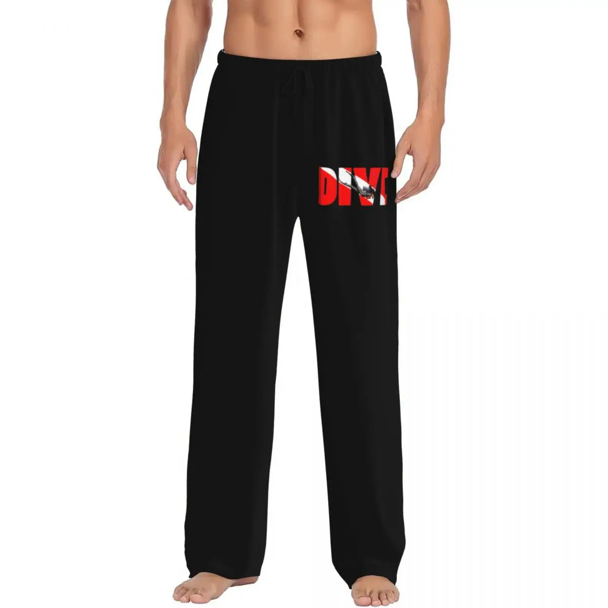 

Custom Scuba Dive Flag And Diver Pajama Pants Men Diving Lover Sleepwear Lounge Sleep Bottoms Stretch with Pockets