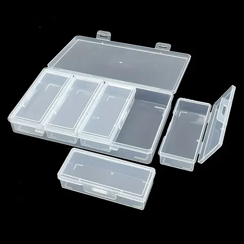 4 Adjustable Dividers Clear Plastic Storage Organizer Box - Craft & Sewing Supplies Container with Removable Compartments