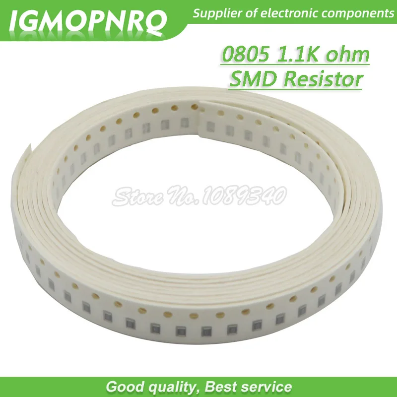 300 Pcs 0805 SMD Resistor 1.1K Ohm Resistor Chip 1/8W 1.1K 1K1 Ohm 0805- 1.1K