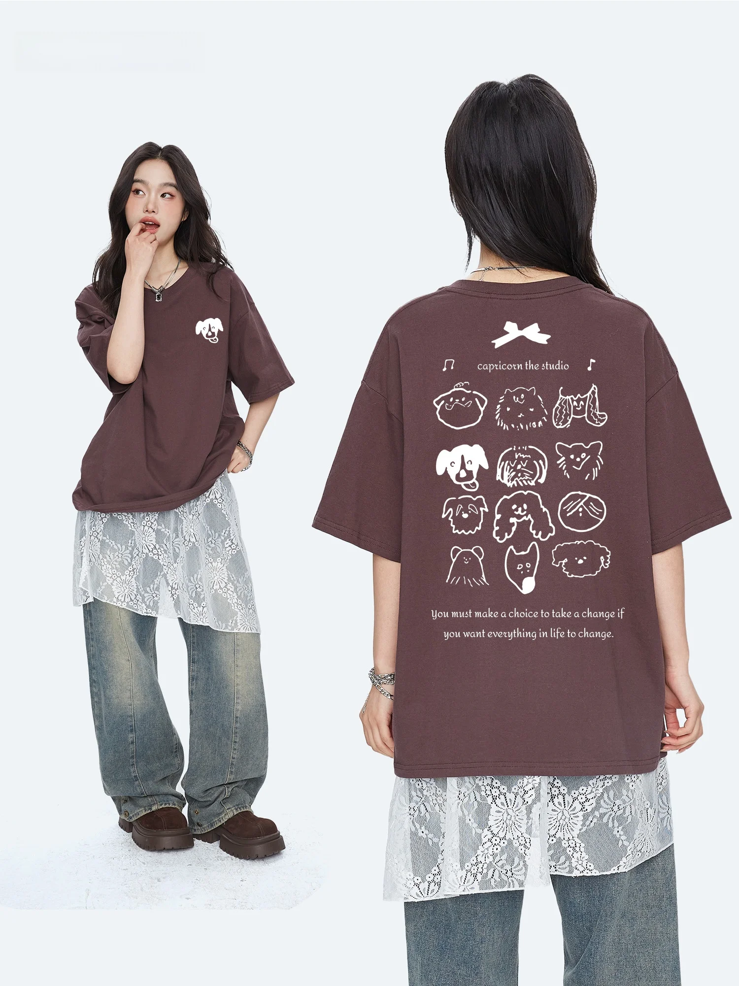 Capricorn American Style Short Sleeve Cotton T-Shirt Women's Summer New Fashion Brand Inner Wear Half Sleeve Top Print Patter...