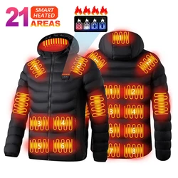 21 Areas Heated Jacket For Men Women USB Electric Heated Down Jacket Thermal Self Heating Jacket Hiking Camping Ski Winter Coat