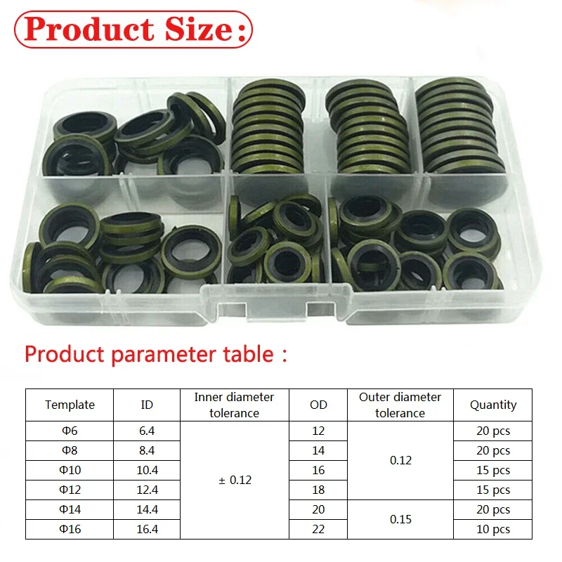 

100pcs High Press Hydralic Oil Pip Bonded Washer Metal Drain Plug Gasket Fit Combined Sealing Ring M6 M8 M10 M12 M14 M16
