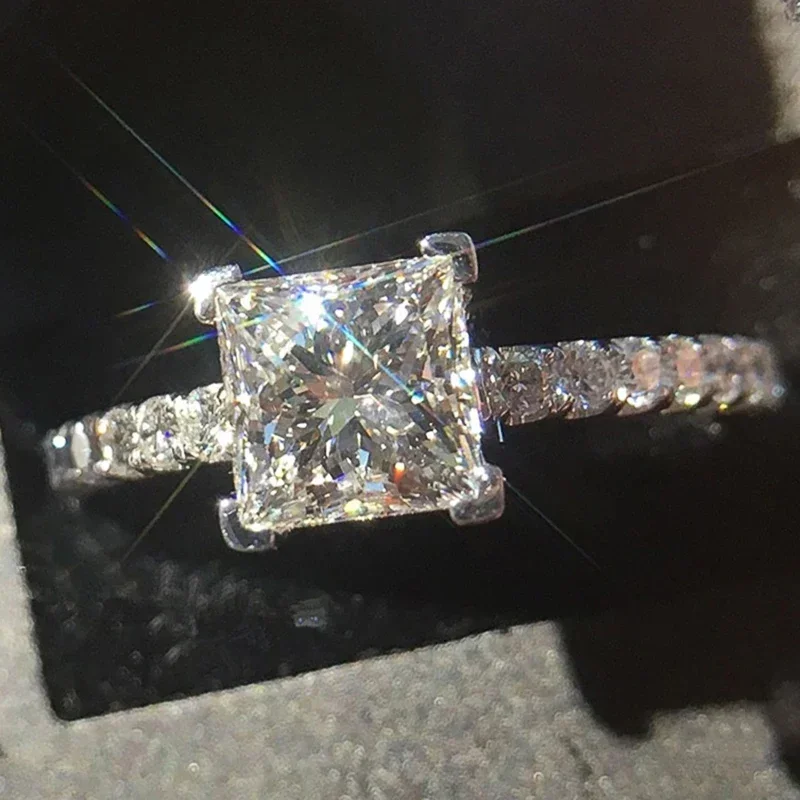 2026 Classic Princess Cubic Zirconia Women Rings Silver Color Simple Elegant Engagement Wedding Ring Eternity Timeless Jewelry