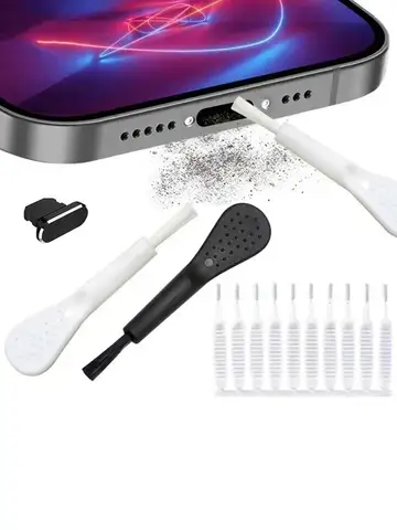 Cell Phone Charging Port Dust Plug with Cleaning Brush for IPhone 14 13 12 8 Pro Max Plus Type C Eearphone  IOS Cleaner Set