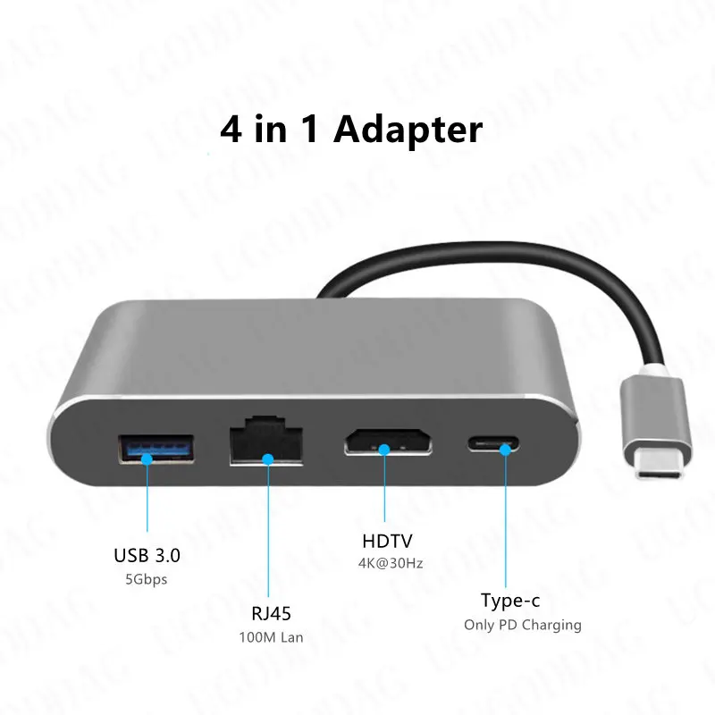 Type C Hub to RJ45 Ethernet 4K HDMI-compatible USB C 3.0 Adapter Dock for Macbook iPad Surface Samsung S21 Dex Xiaomi 10 PS5 TV