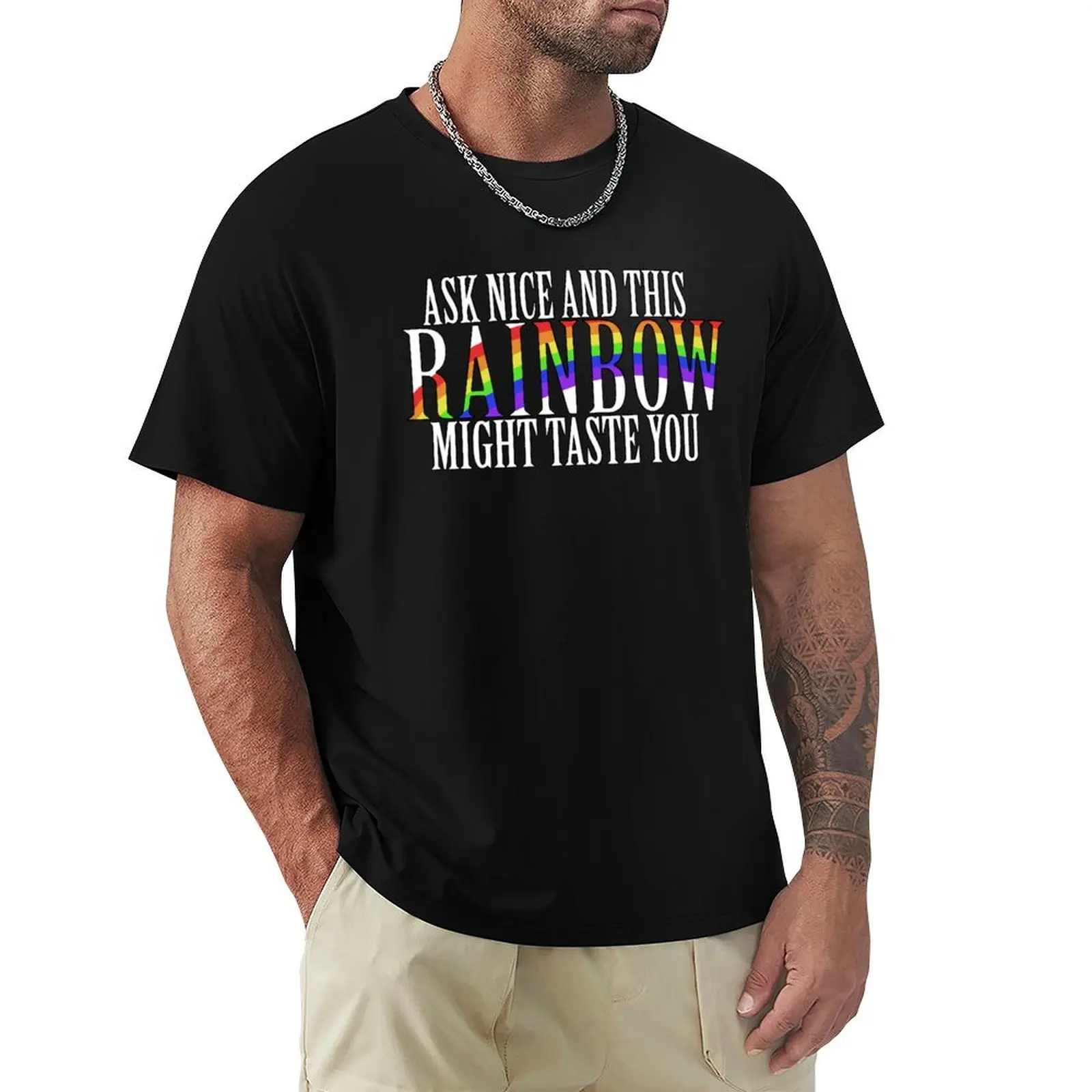 

Ask Nice Rainbow T-Shirt summer top street wear plus size clothes mens graphic t-shirts pack