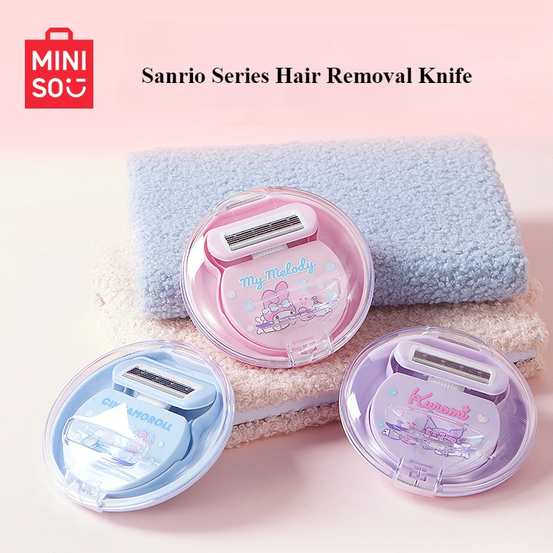 MINISO Sanrio Series Hair Removal Knife Small Dot Portable Razor Girls Cute Cartoon Cinnamoroll Kuromi Children's Birthday Gift