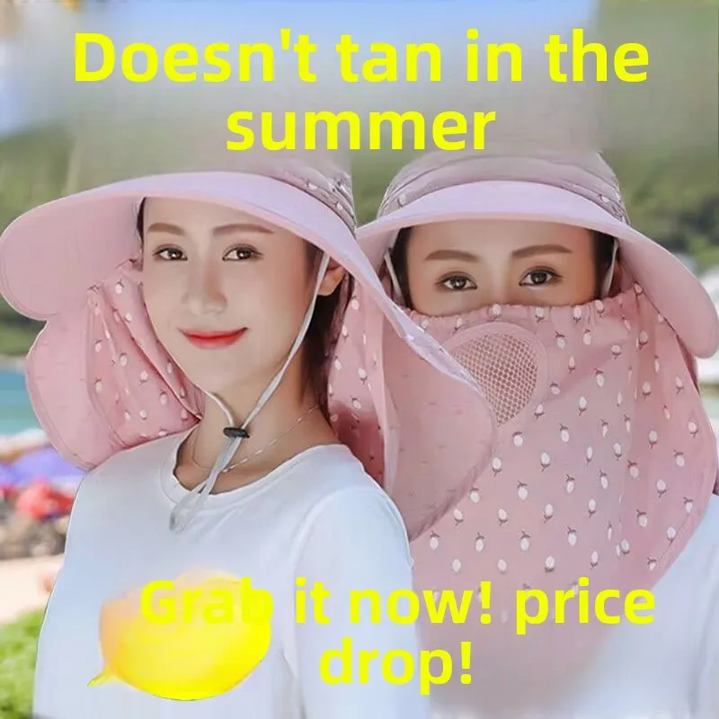 

Women's Large Brim Sun Protection Hat UV Resistant Tea Piing Cycling Hat Face Covering Summer Cool Hat Versatile Outdoor Cap