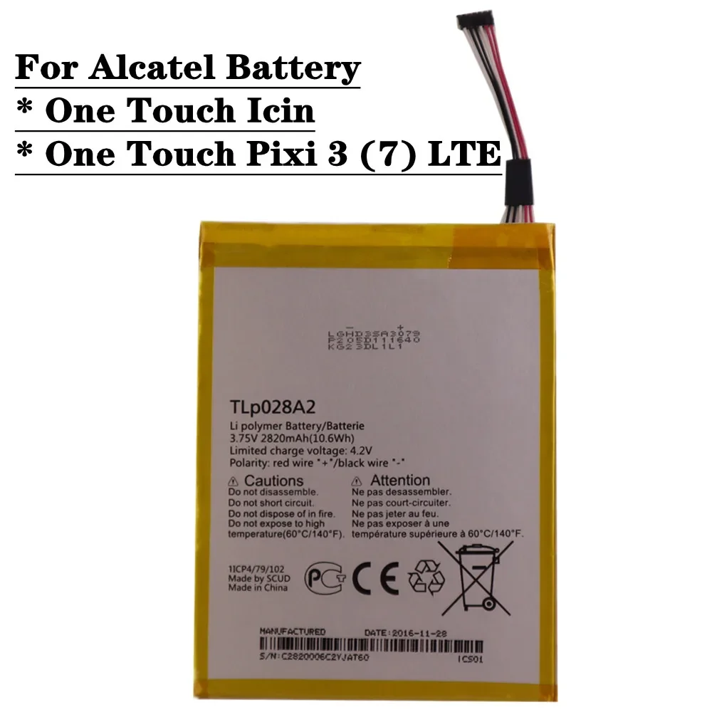 

Для Alcatel One Touch Icin, One Touch Pixi 3 (7) LTE, Pixi 3 7,0 4G HSABAT 0 цикл телефонный аккумулятор 2820 мАч TLP028AD TLP028A2