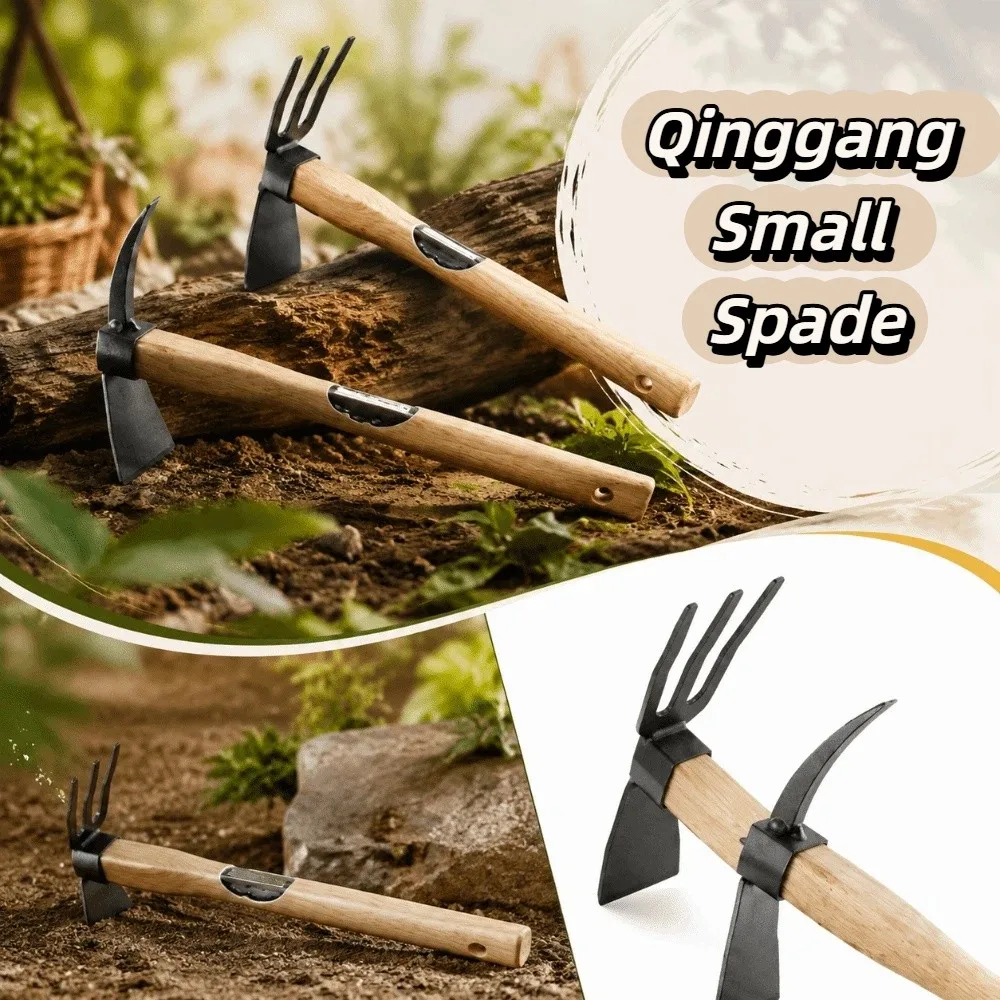 Robust Hardwood Handle Small Hand Hoe Lightweight Design High-Strength Metal Head Multi-functional Garden Tool Compact Design