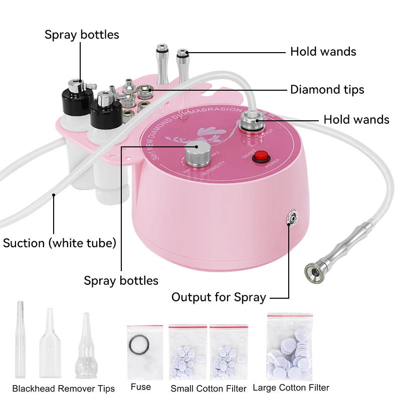 Máquina de microdermoabrasión 3 en 1, dispositivo de diamante para el cuidado de la piel, eliminación de espinillas faciales, acné y arrugas