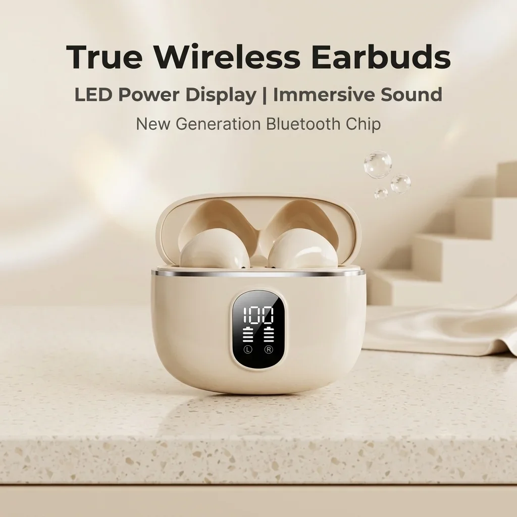 Écouteurs sans fil Bluetooth confortables avec affichage LED de la puissance, casque de sport musical, son stéréo HIFI, avec micro