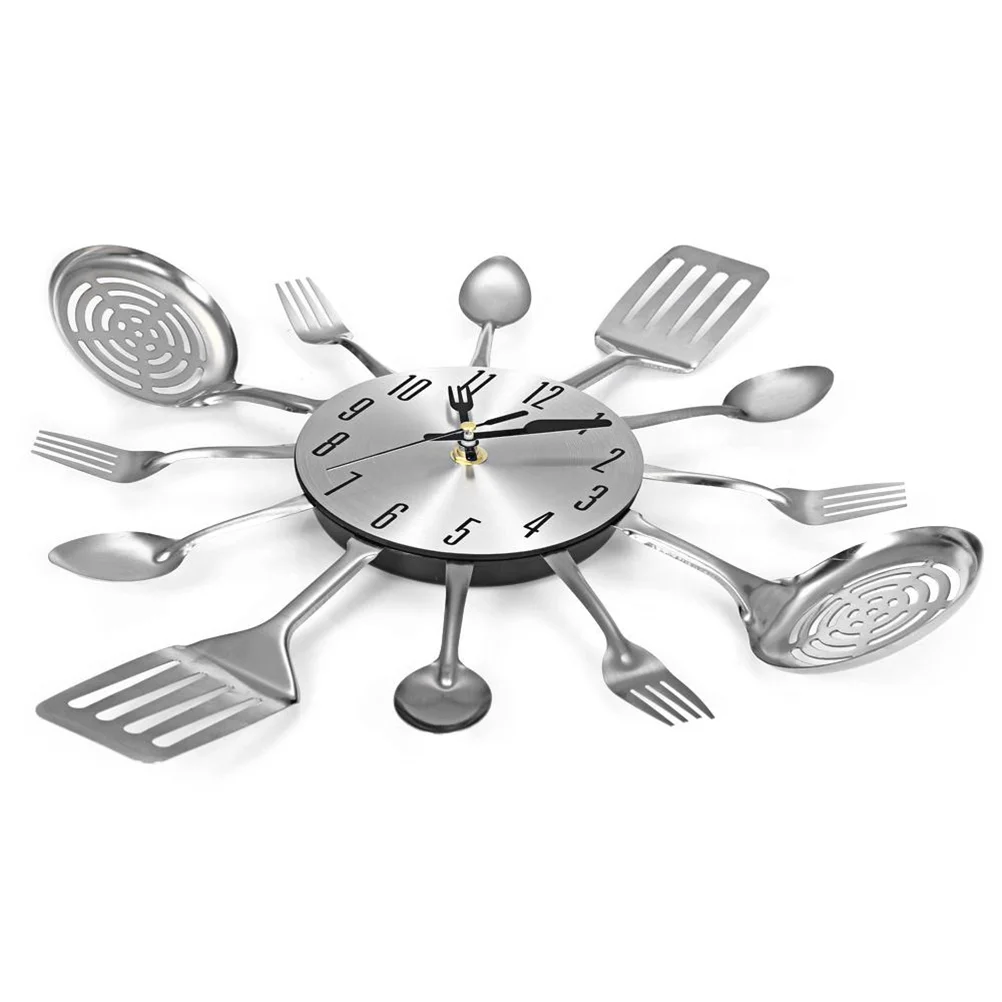 

Home Decor Wall Clock Digital Serving Utensils Cutlery Design Kitchen Clocks Metal