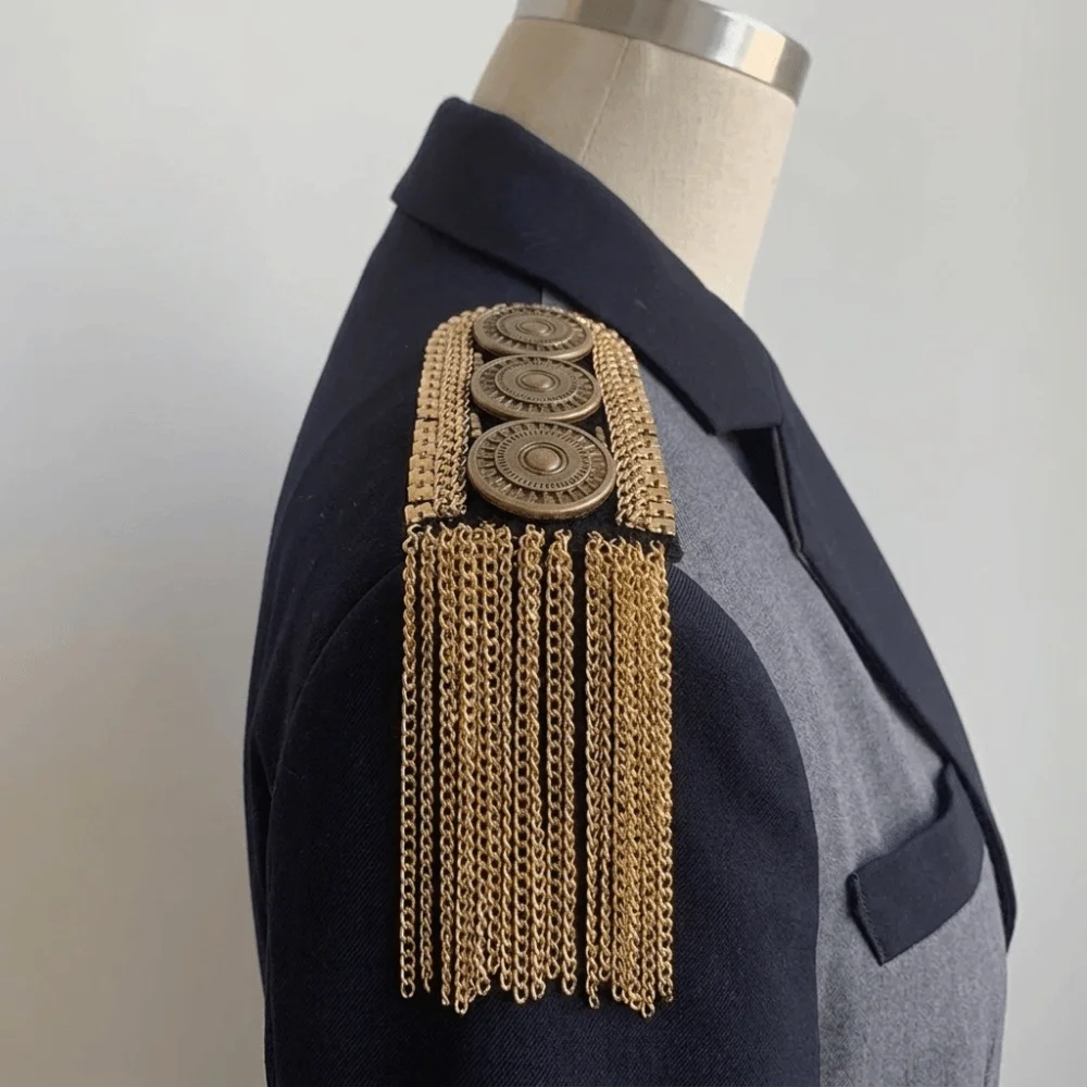 Fashion Alloy Shoulder Epaulets Decorative Chain Tassel Shoulder Board Retro DIY Clothing Accessories Costume Accessory