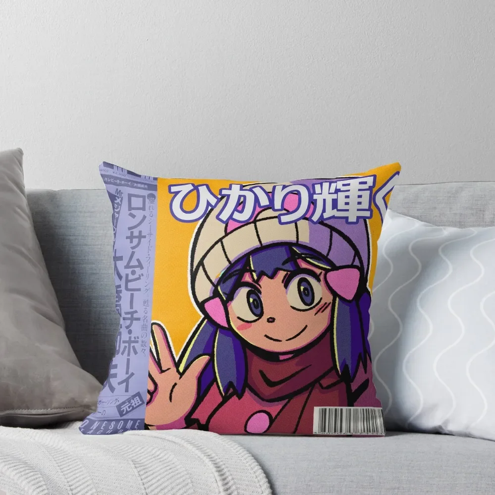 vaporwave anime aesthetic dawn hikari diamond pearl platinum video game Throw Pillow Bed pillowcases Couch Pillows pillow