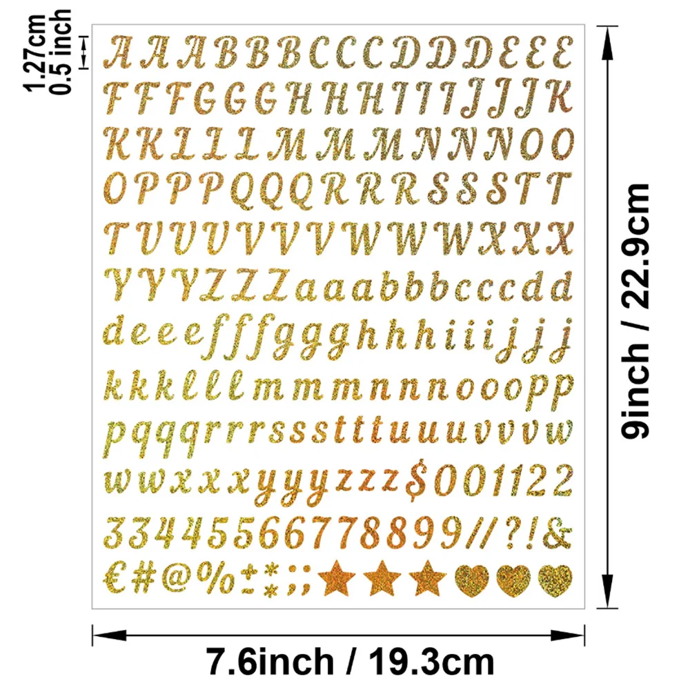 2Pcs Gold Alphabet Stickers–0.5 Inch Letters for Spice Jars,Holiday Balloons,Greeting Cards,DIY