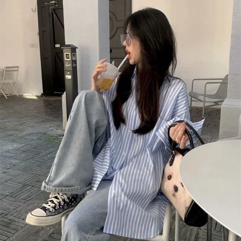 Shirts Women Striped Casual Loose All-match Korean Style Fashion Chic Simple Streetwear Spring New Cozy Harajuku Females Clothes